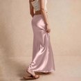 thumbnail image 6 of Women's Satin Fishtail Skirt, Solid Color High Waist Bodycon Midi Skirt, Elegant Slit Party Skirt for Wedding Guest, Evening and Club,Pink,M, 6 of 6