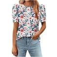 thumbnail image 2 of Axiiglly Floral Tops for Women Crew Neck Summer Shirts Short Sleeve Fashion Shirts Loose Casual Going Out Tops, 2 of 7