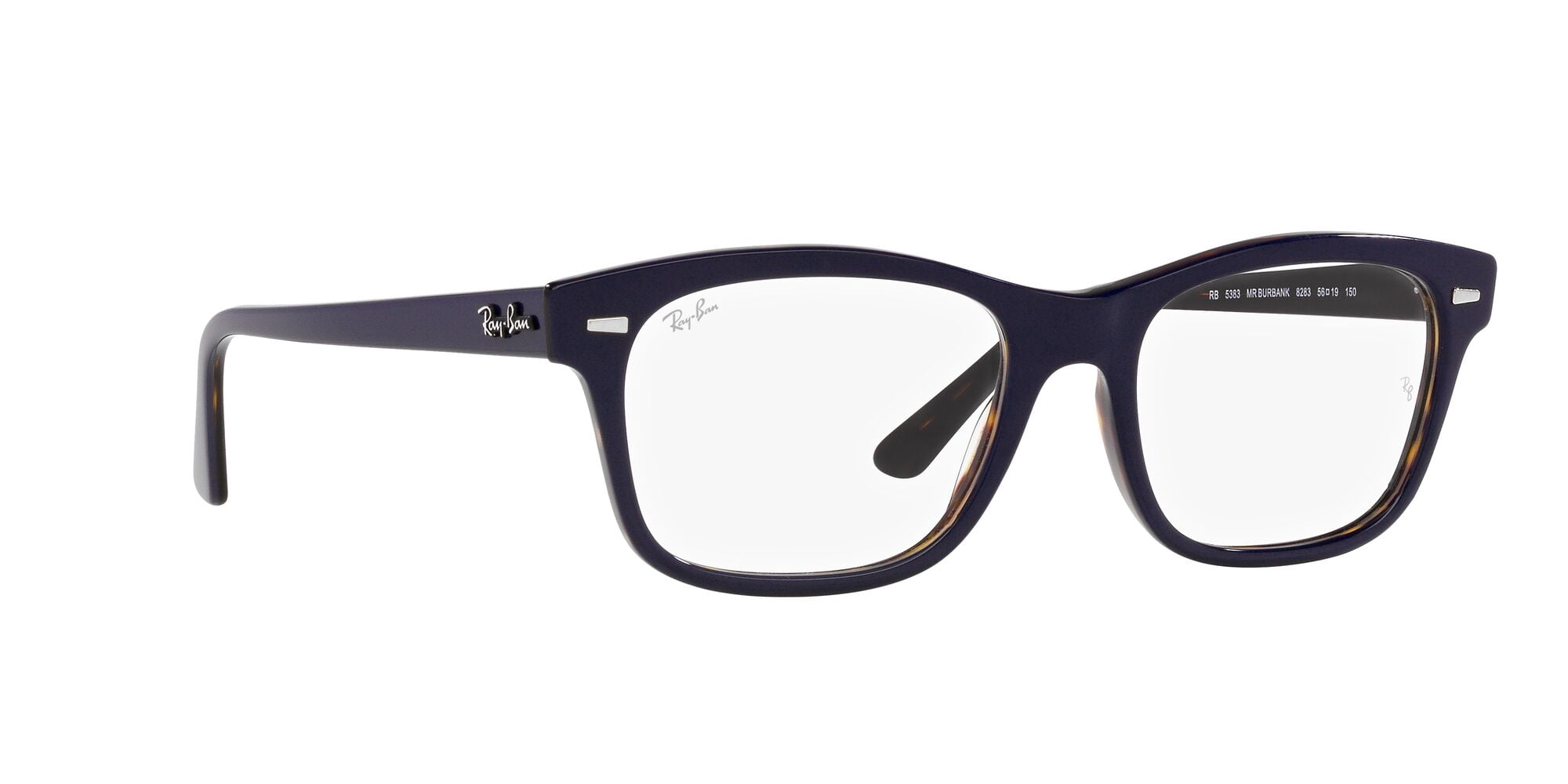 Ray-Ban Burbank Optics Glasses, Prescription Eyeglasses with Case, Demo Lens/Blue On Havana, Size 56