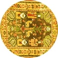 thumbnail image 1 of Ahgly Company Machine Washable Indoor Round Animal Yellow Traditional Area Rugs, 4' Round, 1 of 4