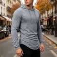 thumbnail image 2 of HAYIMI Men Solid Color Hooded Sweatshirt Casual Long Sleeve Comfortable Streetwear Soft Lined Warm Shirts Everyday Oversized Comfort Tops Daily Wear, 2 of 6