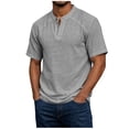 thumbnail image 4 of Mens Lightweight V Neck T-Shirts Summer Short Sleeve Plain Tees Casual Hippie Single Button Henley Shirt, 4 of 9