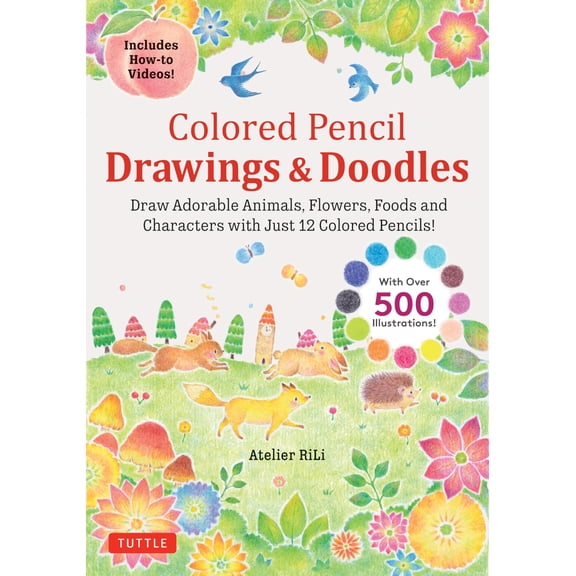Pre-Owned Colored Pencil Drawings Doodles: Draw Adorable Animals, Flowers, Foods and Characters with Just 12 Colored Pencils! (Over 500 illustrations + Ho