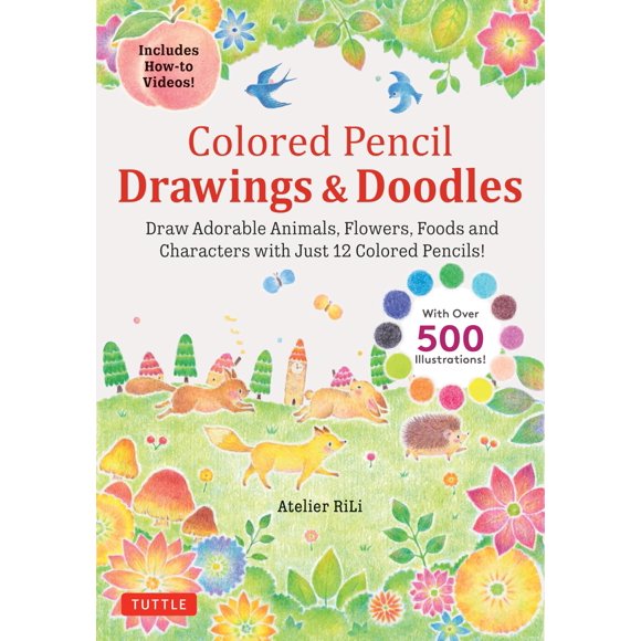 Libro Tuttle Publishing Dibujos y garabatos con lápices de colores
