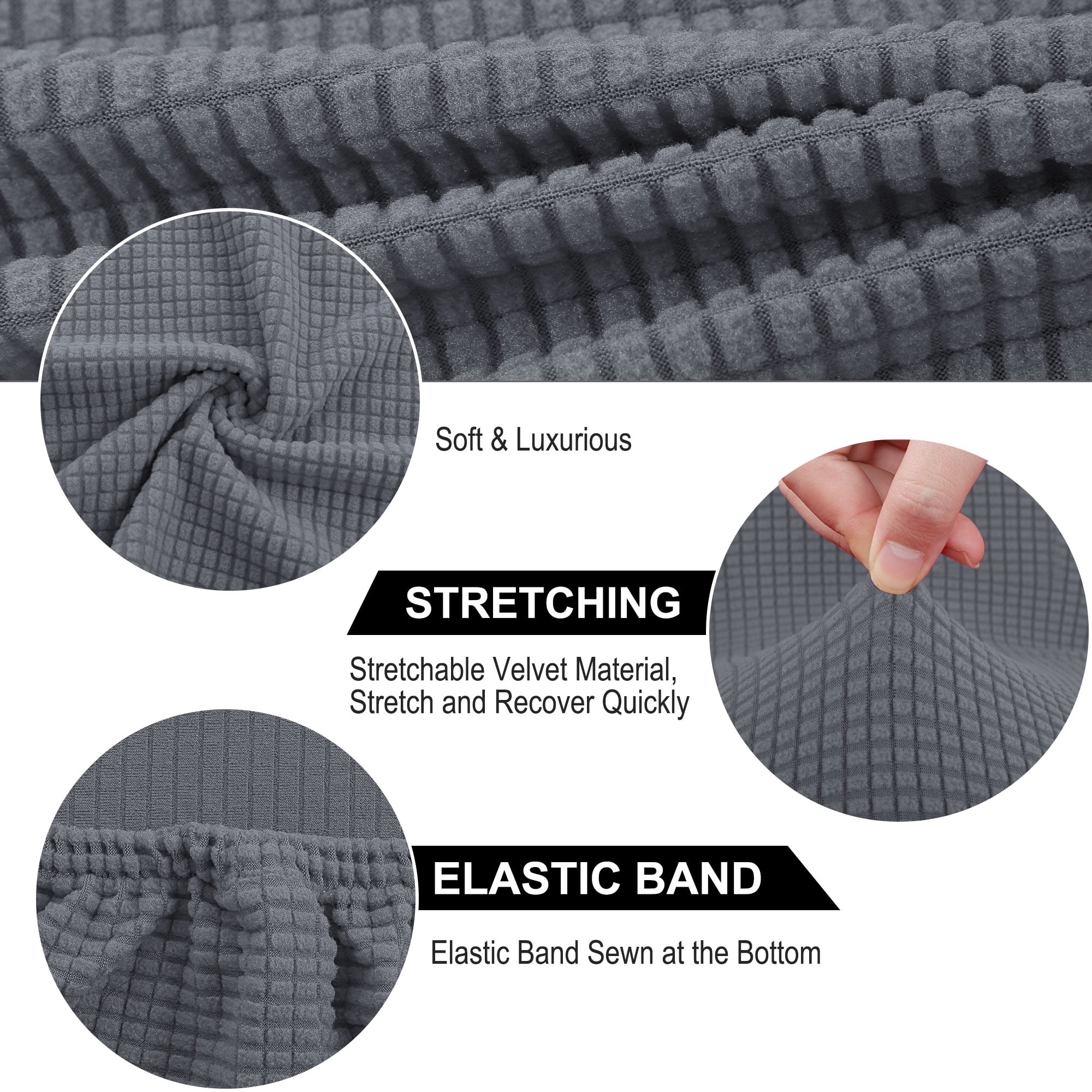 Unique Bargains Knit Spandex Seat Cover for Dining Chair Slipcovers Gray