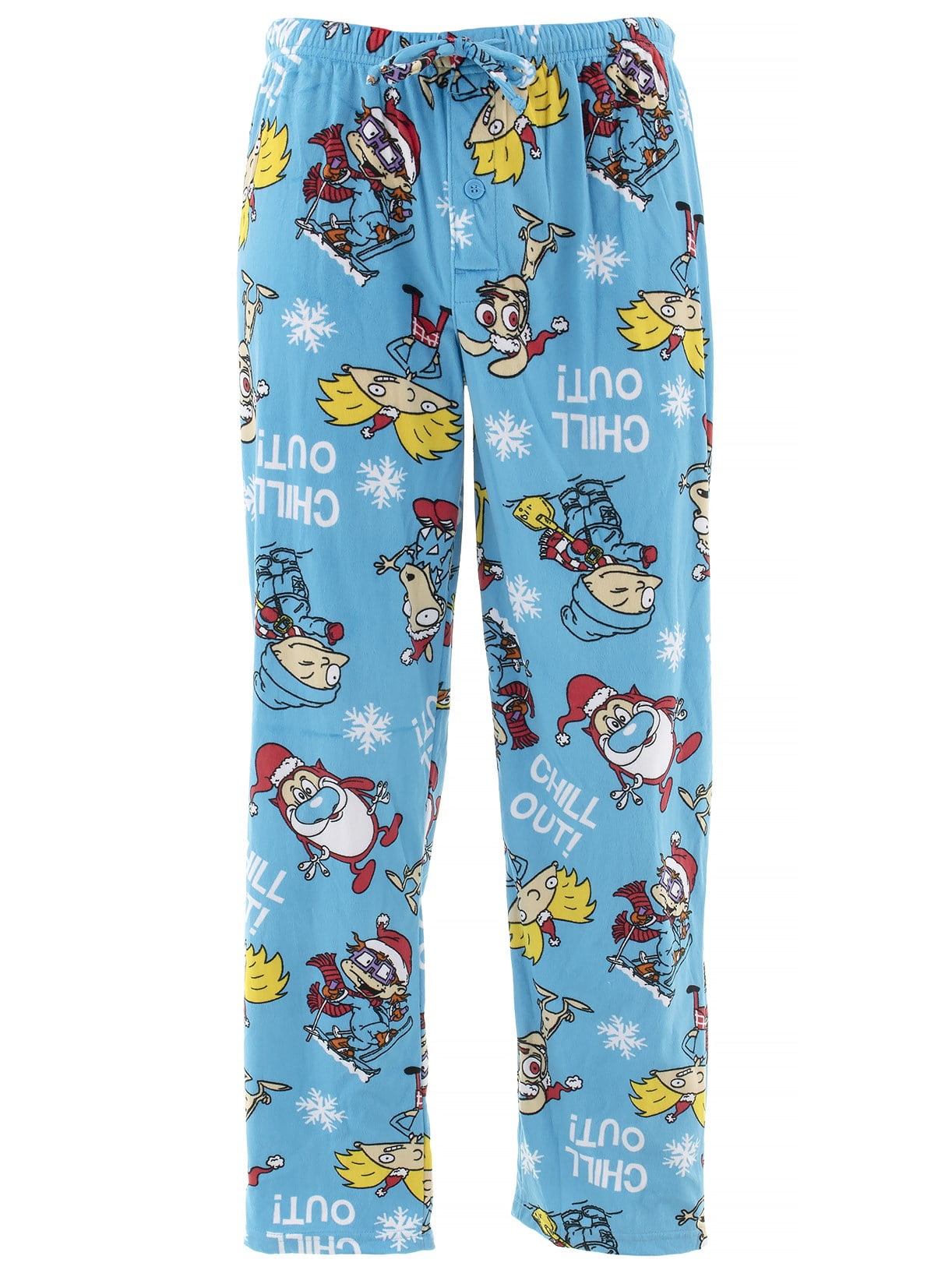 BRIEFLY STATED - Nickelodeon Cartoons Christmas Blue Mens Sueded Fleece