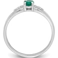 thumbnail image 2 of Sterling Silver Rhod-Plated Diamond Created Emerald Ring (Size 7) Made In Thailand qr7064may-7, 2 of 5