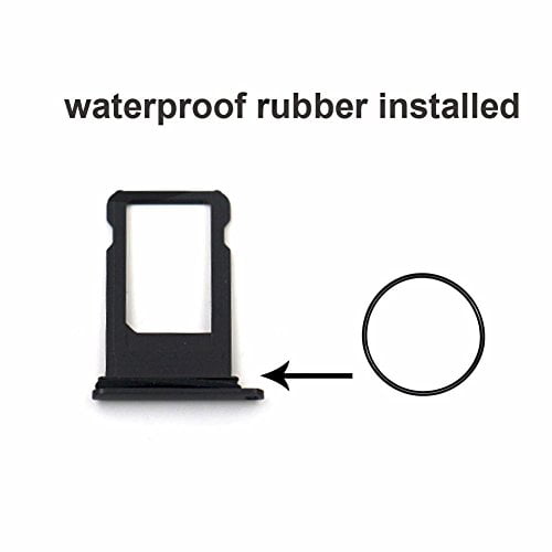 Ewparts for iPhone 7 Plus Sim Card Tray Replacement with Waterproof Rubber  & Eject Pin (Black)
