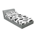 thumbnail image 2 of Ambesonne Fish Fitted Sheet & Pillow Sham Set, Sea Animals Black White, Twin, Black White, 2 of 2