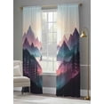 thumbnail image 3 of Sheer Curtains 84 inches Long 2 Panels Set Abstract Landscape Mountain Sunrise Light Filtering Sheer Drapes Rod Pocket Window Curtains for Living Room/Bedroom, Blue Forest Tree River, 3 of 8