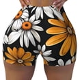 thumbnail image 2 of Gukieu Yellow White Daisy Pattern Print Women's Sports Shorts, Elastic Waist High Stretch Running Yoga Gym Sweatpants-Medium, 2 of 8