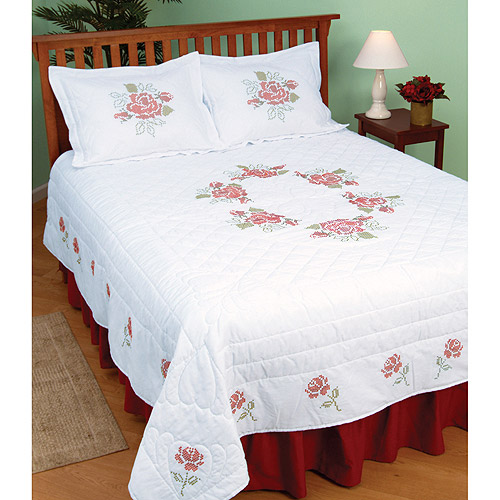 Jack Dempsey 770 10 Stamped White Quilt Top -XX Roses - Walmart.com