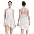 thumbnail image 7 of Aislor Women's Lyrical Dance Flower Applique Halter Strappy Asymmetric Flowy Tulle Skirt Contemporary Dress Ivory L, 7 of 7