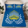 thumbnail image 3 of Feelyou Child Happy Hanukkah Twin Sheet Sets, Western David Star Twin Fitted Sheet, Olive Branch Botanical Flat Sheet, Ultra Soft Bedroom Decor, 3 Pieces, 3 of 8