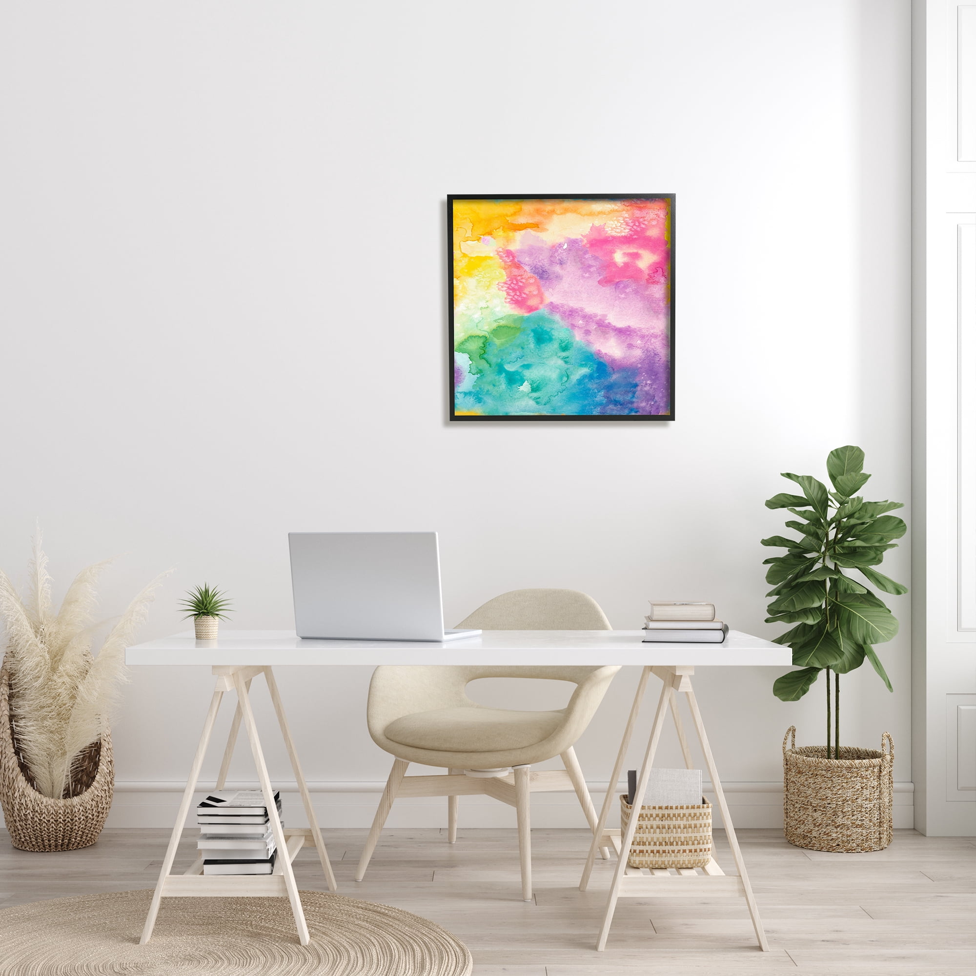 Stupell Indtries Fluid Abstract Watercolor Paint Rainbow Ombre Pattern,24 x 24,Design by Nola James