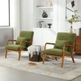 thumbnail image 5 of Miniyam Modern Velvet Accent Chair, Solid Wood Lounge Reading Armchair With One Pillow for Living Room, Bedroom, Guest Room, Green, 5 of 11