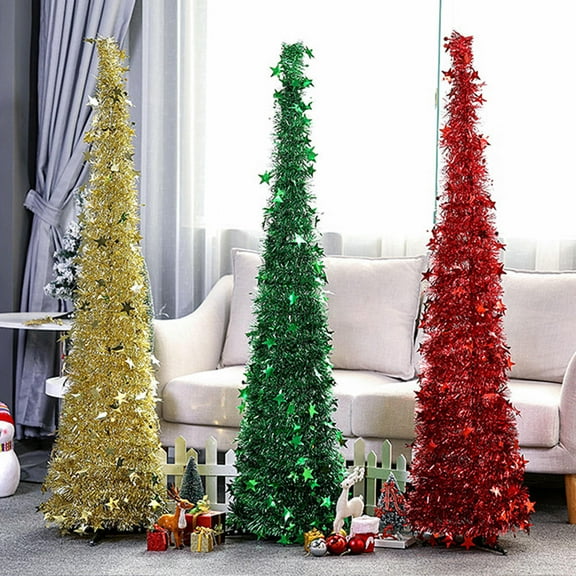 Milisten Red Pet Plastic Foldable Christmas Tree for Home Christmas Party Decoration and Festive Ambiance