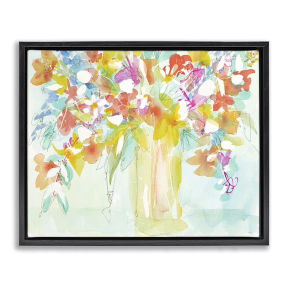 Stupell Industries Bohemian Bold Eclectic Bouquet Black Floating Frame Canvas Art, 21 x 17, by Krinlox