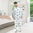 thumbnail image 3 of Matching Pajamas for Couples Snowflake Blue His and Hers Pajamas Sets Soft Long Sleeve Sleepwea, 3 of 8