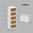thumbnail image 5 of MECOLOR Foldable Storage Containers with Wheels and Doors, 5 x 34L Stackable Storage Bins with Lids, Plastic Storage Organizers for Study room, Classroom (5 pack), 5 of 9