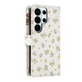 thumbnail image 3 of Wallet Case For Samsung Galaxy S25 Ultra 5G 6.9-inch, Flower Pattern Flip Zipper Purse Leather Cover With Card Holder, Detachable Wristlet & Shoulder Strap, Shockproof ,Kickstand Phone Case For Women, 3 of 9