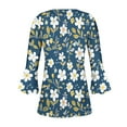 thumbnail image 5 of hxobax Floral Tunics Tops Womens Casual Pleated Shirts V Neck Button Down Blouses 3/4 Sleeve Tshirts, 5 of 5