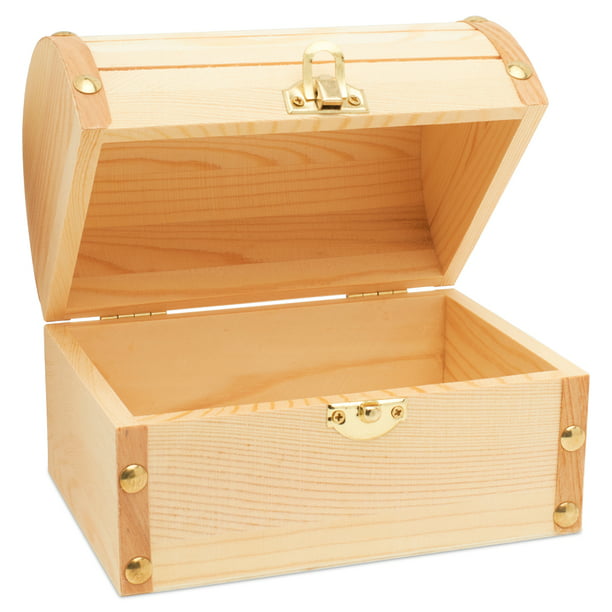 Wood Treasure Chest Box Unfinished, Unfinished Pine Storage Chest Minecraft