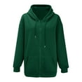 thumbnail image 3 of Pavied Essentials Hoodie Long Sleeve Tops Women's Zip Up Hoodies Casual Track Jackets With Pockets Oversized Hoodie Fall Outfits Green XL, 3 of 4