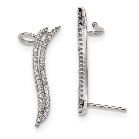Primal Silver Sterling Silver Cubic Zirconia Cuff Ear Climber Earrings