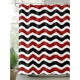 thumbnail image 2 of Geometric Striped Pattern Shower Curtain, Red Black Wave Pattern Bathroom Decor Curtains Set with Hooks, Waterproof Fabric Home Accessories， 72 X 78 Inch Long, 2 of 6