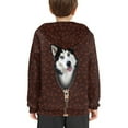 thumbnail image 4 of Xoenoiee Kids Hoodies Hooded Sweatshirt Long Sleeve Hoodies Pullover Athleticwear with Kangaroo Pocket for Age 6-16 Years, Vintage Husky Dog Paw Bone Print, S, 4 of 7