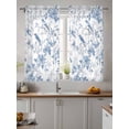 thumbnail image 2 of White Blue Spring Floral Tier Curtains 45 Inch Length,Sheer Curtains for Bedroom Living Room Window Summer Birds Botanical Rod Pocket Drapes Kitchen Curtains Small Half Window 27.5"x45" 2 Panels, 2 of 6