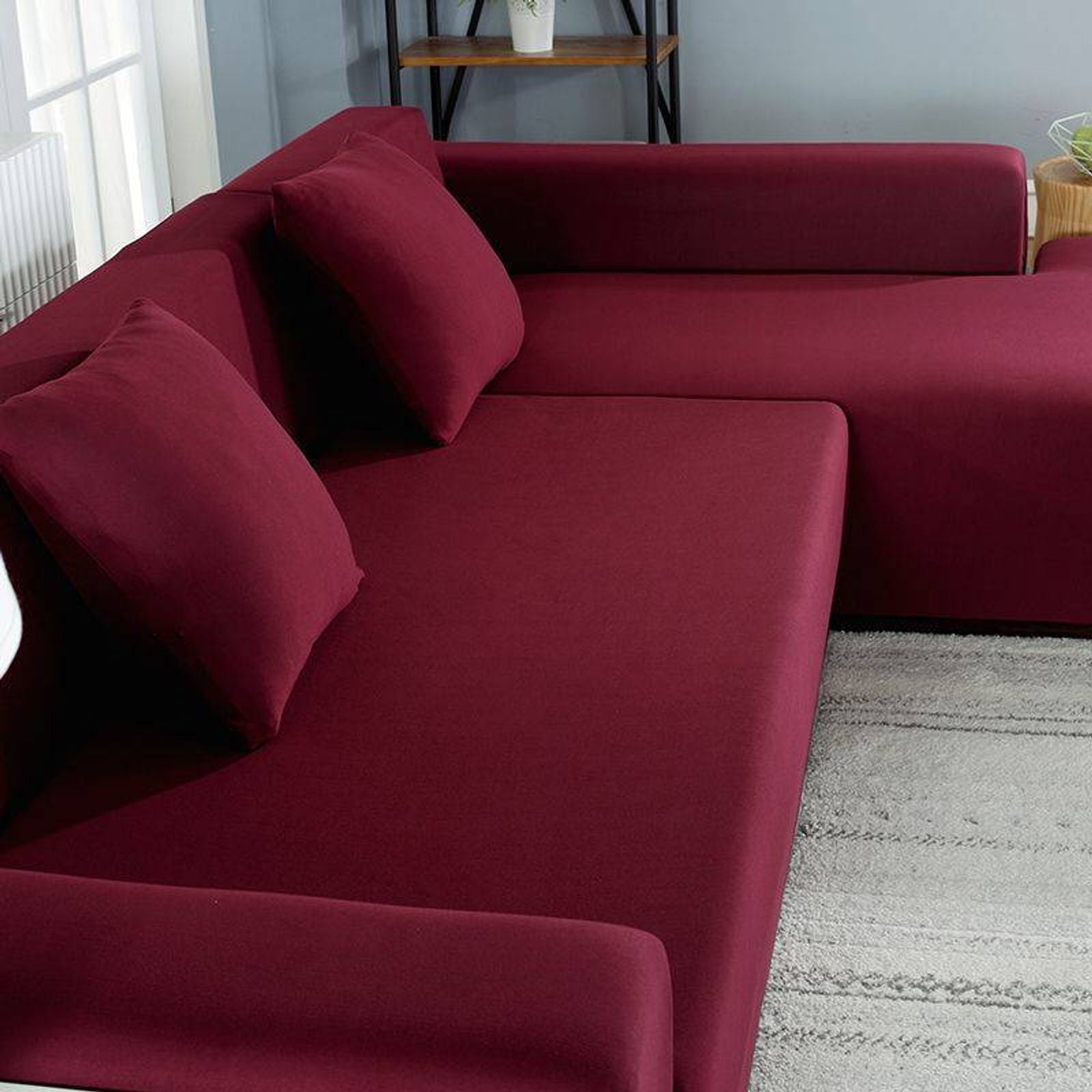 Velvet Sofa Slipcover For L Shaped Sofa, Soft Elastic Sofa Slipcover