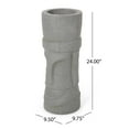 thumbnail image 3 of Noble House 10"x 9.5" x 24" Round Gray Concrete Stone Plant Planter, 3 of 9