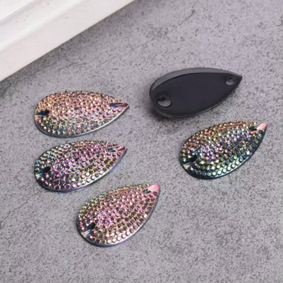 U8MO 10pcs 2 Holes Flatback Resin 28x17mm Teardrop Rhinestones Beads Sewing Buttons-C