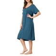 thumbnail image 4 of NOMADIC NOOK Womens 2 Packs Short Sleeve Nightshirt Button Up Midi Nightgown, 4 of 5