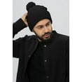 thumbnail image 2 of Sportsman 12" Pom-Pom Cuffed Beanie for Unisex -GR15 Pom Solid Top Winter Men Hats, Drk Hether Gry /Red One Size, 2 of 3