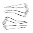 thumbnail image 5 of Unique Bargains 1 Pc Decorative Hairpin Fashion U-shaped Faux Pearls Hair Hairpin for Women Silver Tone, 5 of 5