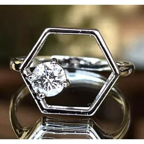 Real Solid 925 Sterling Silver Moissanite Cocktail Ring Size-8