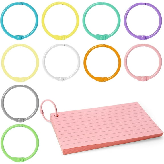 Monebena 50 Pack 1.2 Inch Metallic Binder Rings, Colorful Loose Leaf Rings for Index Cards, Keychains, Books, and Notebooks, Perfect for Office, School, and Home, 10 Assorted Colors