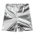 thumbnail image 3 of Linjinx Girls Metallic Dance Shorts Cheerleading Dance Performance Hot Pants Athletic Gymnastics Silver 150, 3 of 6