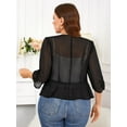 thumbnail image 5 of LapaPlus Womens Plus Size Tops Chiffon Breathable Lace Stitching Half Sleeve Open Front Cardigan Blouses, 5 of 11