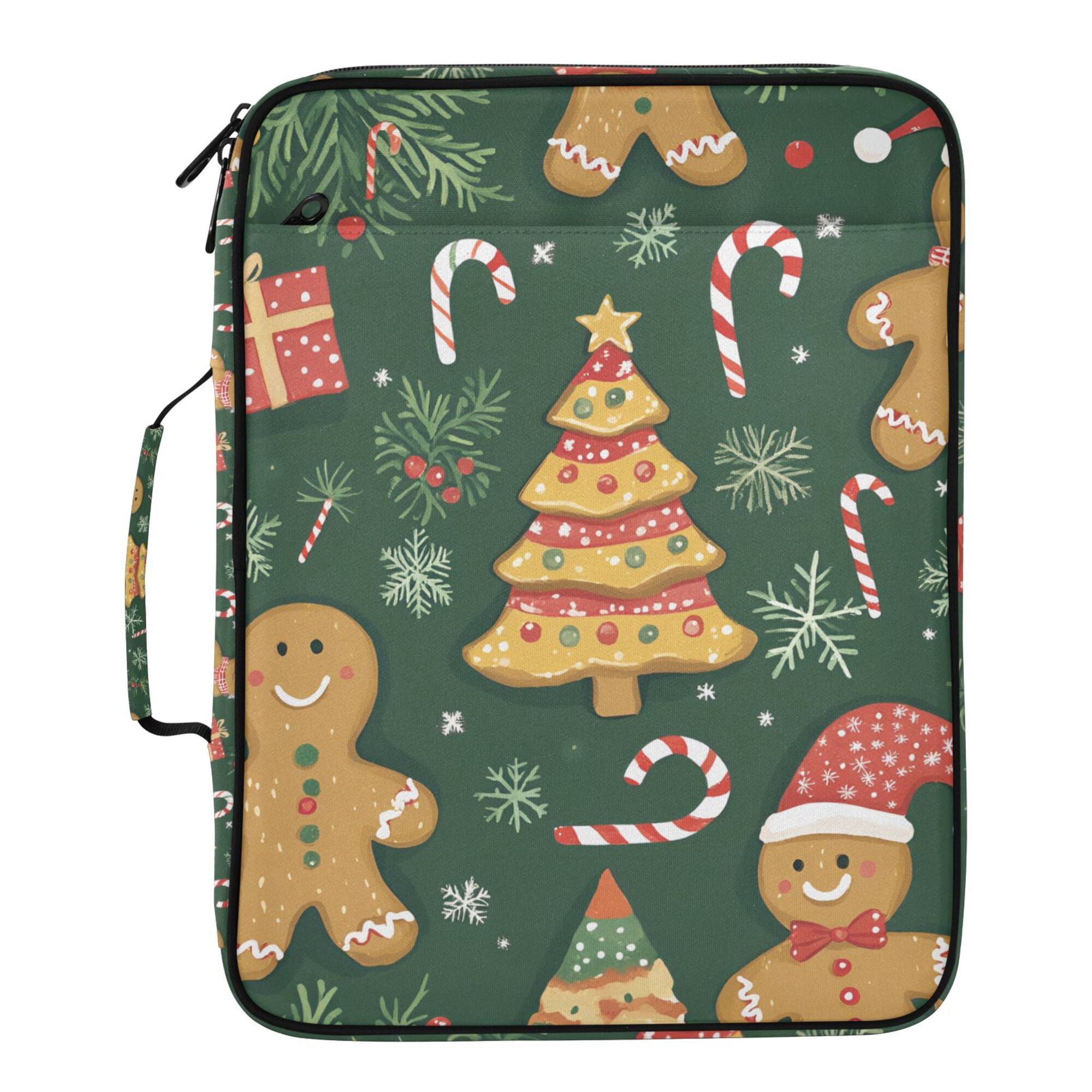 FORMRS Accordion File Folder A4 Size 7-Pocket Expanding Document Organizer Bag with 3 Ring Binder, Beige Christmas Gingerbread