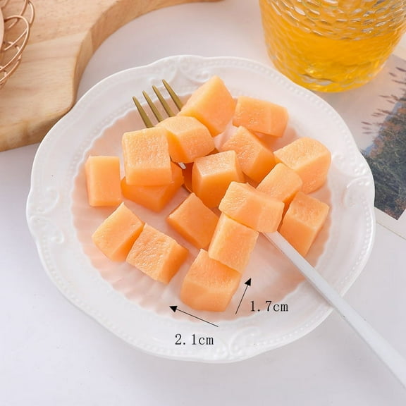 Nvzi Artificial Fruits Pack Fruit kebabs, Fake Fruit Set plastic Fruit for Decor, Decorative Fruit for Home Party Vase Fillers Photography Props (Cantalope cubes ,20pcs)