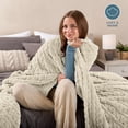thumbnail image 4 of Bare Home Faux Shearling Blanket - Fluffy & Soft - Lightweight - Full/Queen, Oyster - Cable, 4 of 7