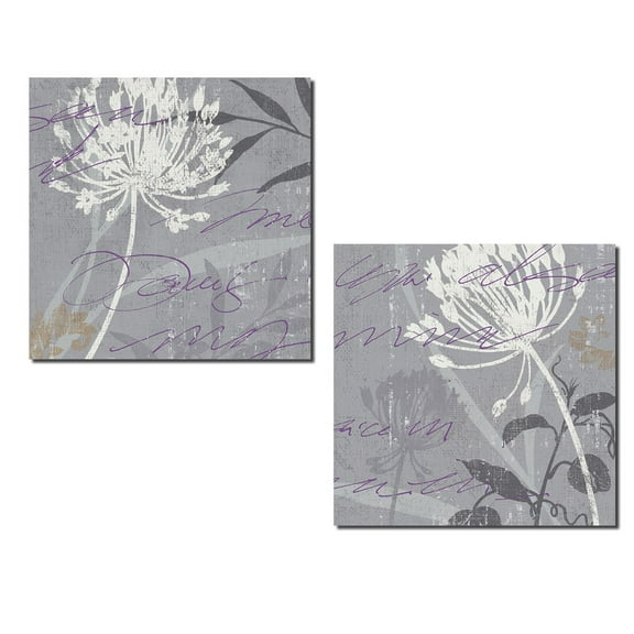Beautiful Gray and White Flower Set; Floral Decor by Lisa Audit; Two 12x12in Poster Prints