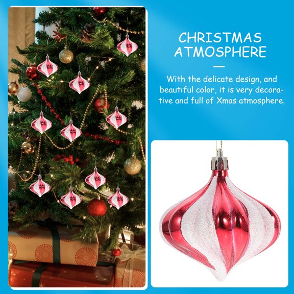 OULII 12Pcs Red Xmas Tree Pendants Light Hanging Decorations for Christmas Celebration