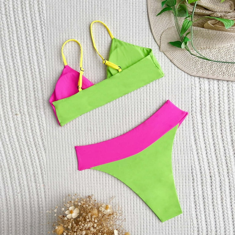 YWDJ Bikini Sets for Women 2 Piece Bikini Plus Size Large Bust Hawaiian  Beach Beachwear Fashion Bathing Suit Tankini Bathing Suits Plus Size  Swimsuit for Women High Waisted Bikini 40-Hot Pink XXL 