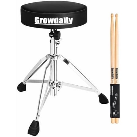 Drum Throne Seat,Adjustable Stool Drum Universal Padded Drum Throne Drummer Stool with 5A Drumsticks for Adults Beginner Drummers$$