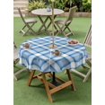 thumbnail image 4 of Outdoor Tablecloth with Umbrella Hole for Patio/Picnic/Party/Camping, Simple Stripe Plaid Waterproof Table Cloth Round Cover Washable, Modern Minimalist Geometric Blue (Dia 60"), 4 of 9
